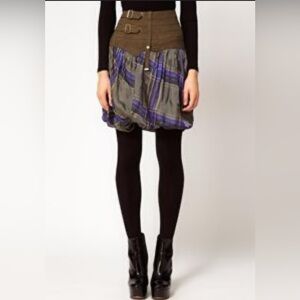 MARITHÉ + FRANCOIS GIRBAUD Y2K VTG Sculptural‎ Bubble Hem Plaid Skirt S